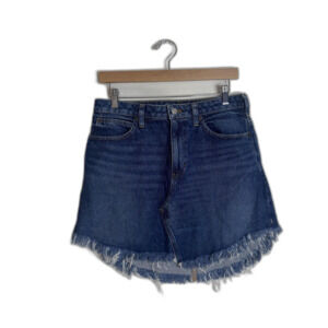 We The Free Skirt Womens 28 Blue Denim Mini High Waist Frayed Raw Hem Distressed